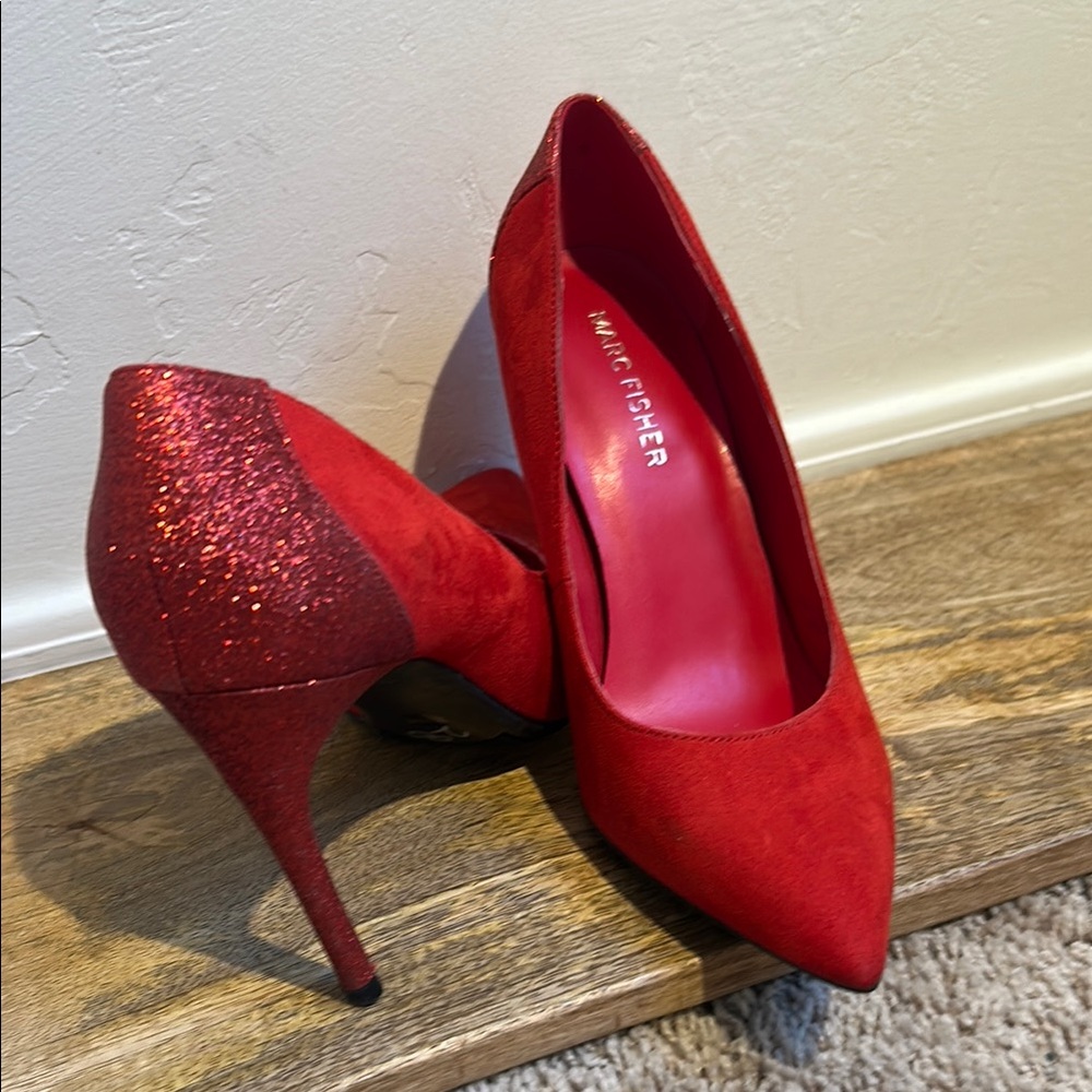Marc Fisher Red Stiletto Heels with Ombré Glitter